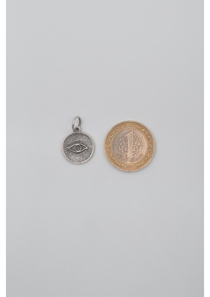 Minimalist Ilahi Göz - Nazar Düz Ezme Zincir Kolye - Antik Gümüş Kaplama - Kadın Erkek - 60 cm indirimleri