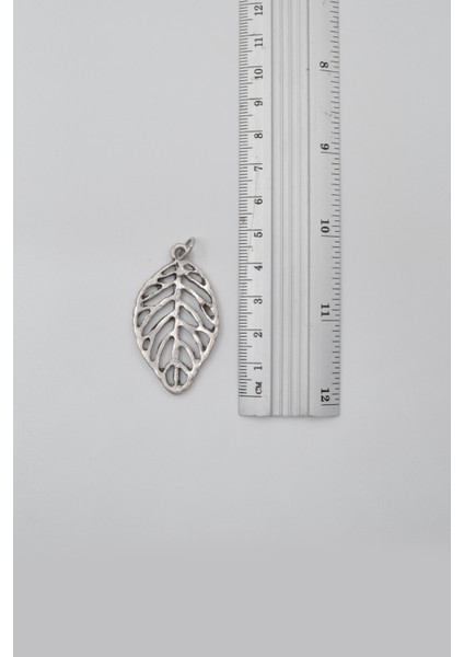 Yaprak Siyah Deri Ip Kolye - Antik Gümüş Kaplama - Kadın Erkek - 60 cm fırsatları