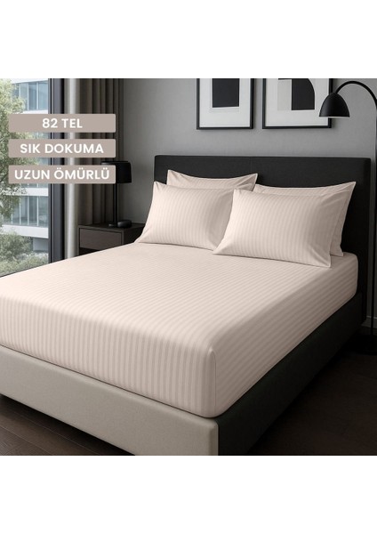 Satin Stripe %100 Pamuk Saten Tek Kişilik Çizgili Lastikli Çarşaf Seti Yastıklı 120X200+30 fiyatları