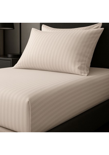 Satin Stripe %100 Pamuk Saten Tek Kişilik Çizgili Lastikli Çarşaf Seti Yastıklı 120X200+30 modelleri