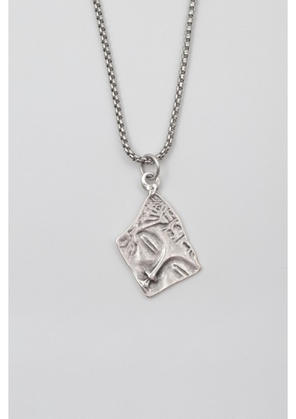 Yuyuyan Güzel Örme Zincir Kolye - Antik Gümüş Kaplama - Kadın Erkek - 60 cm