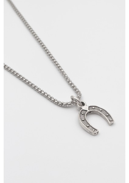 Şans Nalı Örme Zincir Kolye - Antik Gümüş Kaplama - Kadın Erkek - 60 cm fiyatları