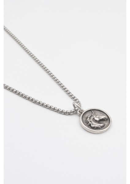 Unicorn - Tekboynuz Örme Zincir Kolye - Antik Gümüş Kaplama - Kadın Erkek - 60 cm fiyatları