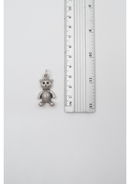 Oyuncak Ayıcık Örme Zincir Kolye - Antik Gümüş Kaplama - Kadın Erkek - 60 cm fırsatları