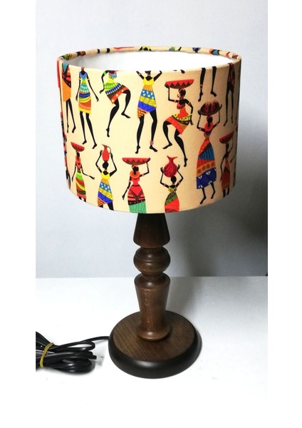 Ahşap Afrikalı Kız Figürlü Abajur, Sıcak ve Şık Tasarım fiyatları