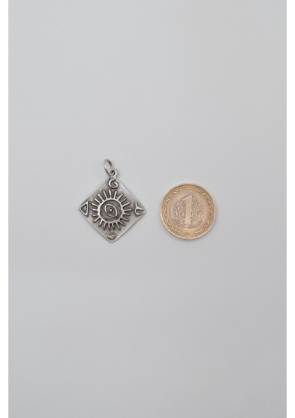 Güneş ve Göz Sembollü Örme Zincir Kolye - Antik Gümüş Kaplama - Kadın Erkek - 60 cm indirimleri