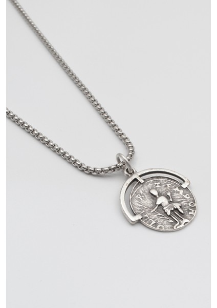 Bohem Roma Dönemi Sikke Örme Zincir Kolye - Antik Gümüş Kaplama - Kadın Erkek - 60 cm fiyatları