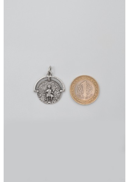 Bohem Roma Dönemi Sikke Örme Zincir Kolye - Antik Gümüş Kaplama - Kadın Erkek - 60 cm indirimleri