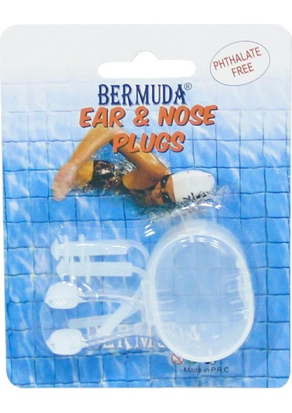 Unisex Mavi Bermuda, 3 Renk Silikon Kutulu Burunluk ve Kulaklık Seti modelleri