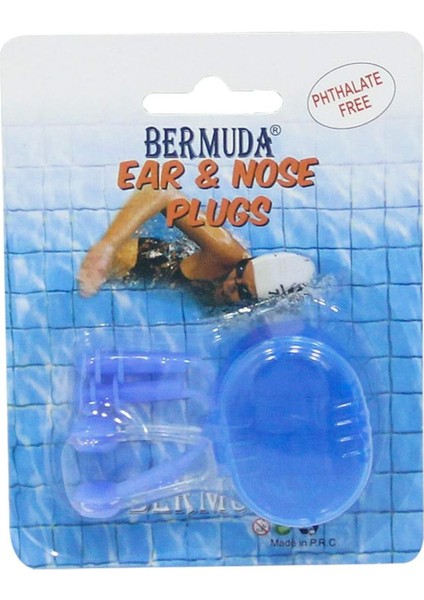 Unisex Mavi Bermuda, 3 Renk Silikon Kutulu Burunluk ve Kulaklık Seti fırsatları