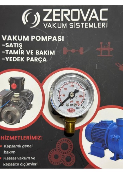 Ø40 mm Alttan Bağlantılı Kuru Tip Manometre, 0-40 Bar Ölçüm Aralığı