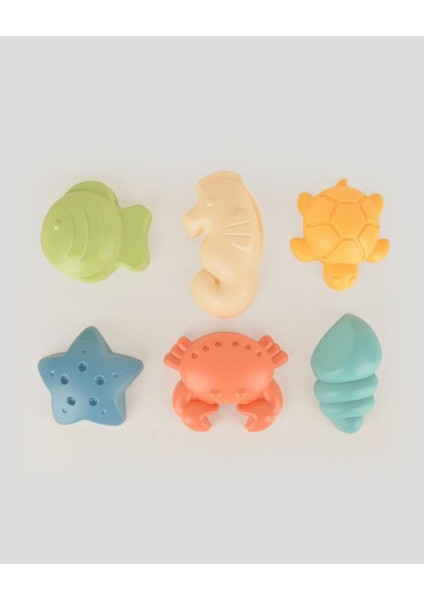 Renkli 6'lı Deniz Hayvanları Kum ve Plaj Kalıbı Seti