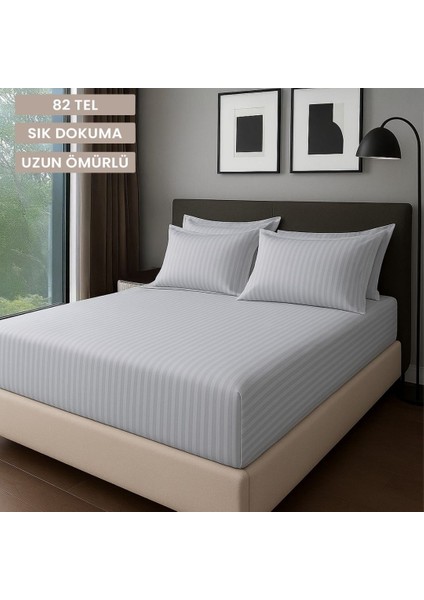 Satin Stripe %100 Pamuk Saten Tek Kişilik Çizgili Lastikli Çarşaf Seti Yastıklı 120X200+30 fiyatları