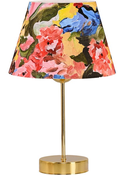 Parlak Çok Renkli Yağlı Boya Metal Gold Abajur, Şık ve Modern Dekorasyon