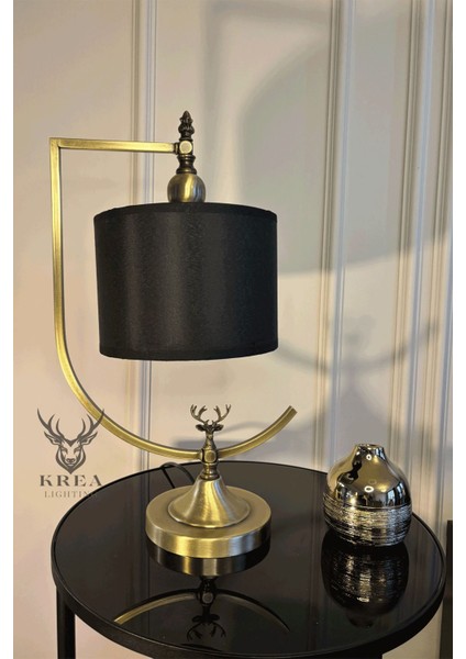 El Yapımı Metal Geyik Detaylı Özel Tasarım Abajur, Şık ve Modern Dekorasyon Parçası