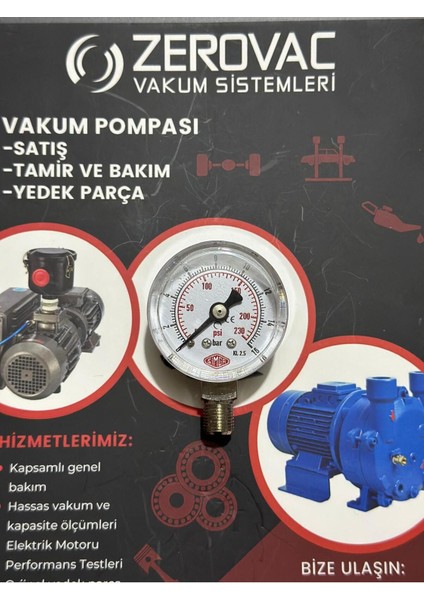 Ø40 mm Alttan Bağlantılı, Kuru Tip, 0-16 Bar Manometre