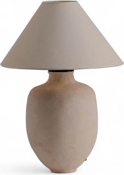 Kahverengi Doğal Seramik Abajur, Şık ve Modern Tasarım, Ev Dekorasyonu Için Ideal.