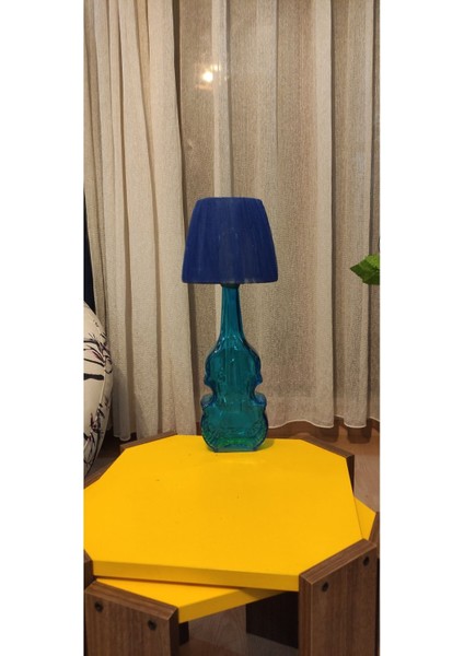 Mavi Dekoratif Cam Şişe Abajur, Peri LED ile Keman Görünümlü Aydınlatma modelleri