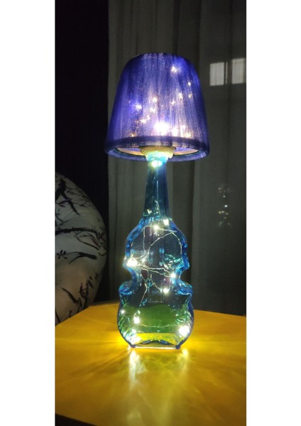 Mavi Dekoratif Cam Şişe Abajur, Peri LED ile Keman Görünümlü Aydınlatma fırsatları