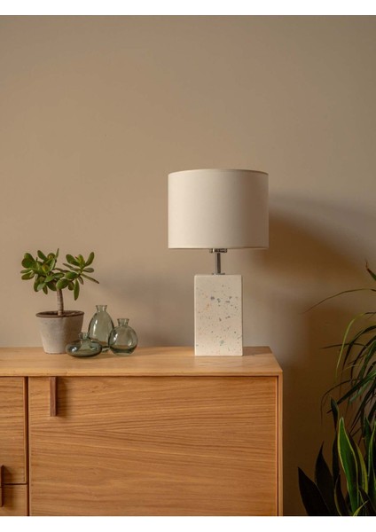 Beyaz Monet Terrazzo Abajur, Şık ve Modern Ev Dekoru Için Ideal Seçim