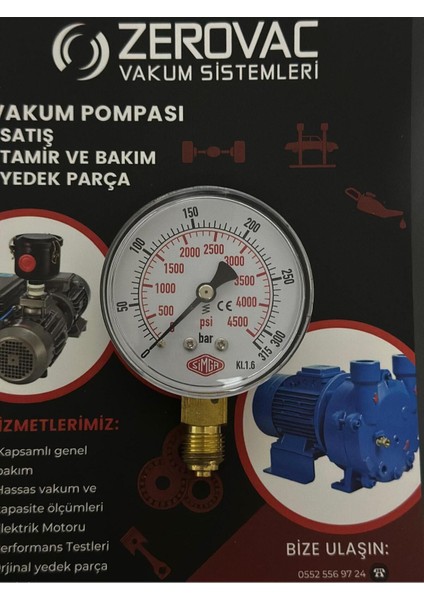 Ø63 mm Alttan Bağlantılı Kuru Tip Manometre, 0-315 Bar Ölçüm Aralığı