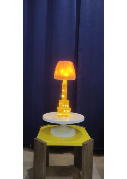 Turuncu Renkli Saat Kulesi Temalı Dekoratif Cam Şişe Aydınlatması modelleri