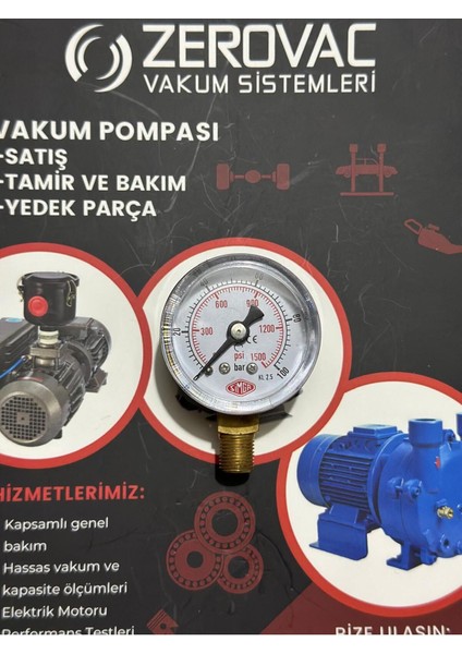 Ø40 mm Çaplı, Alttan Bağlantılı, Kuru Tip, 0-100 Bar Manometre