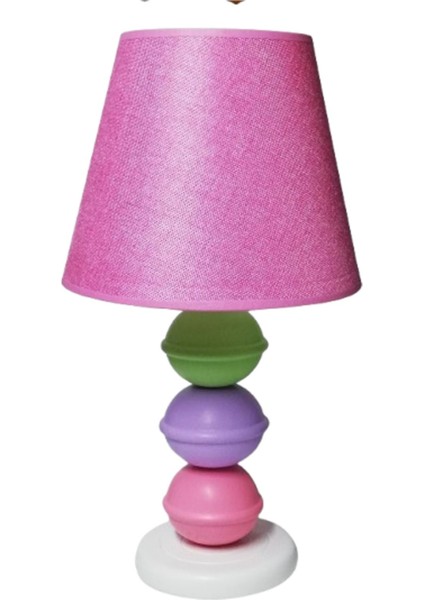 Renkli Ahşap Kız Çocuk Odası ve Yatak Odası Abajuru, Top Tasarım