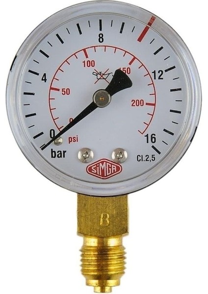 Ø63 mm Çaplı, Arkadan Bağlantılı Kuru Tip Manometre, 0-160 Bar Ölçüm Aralığı