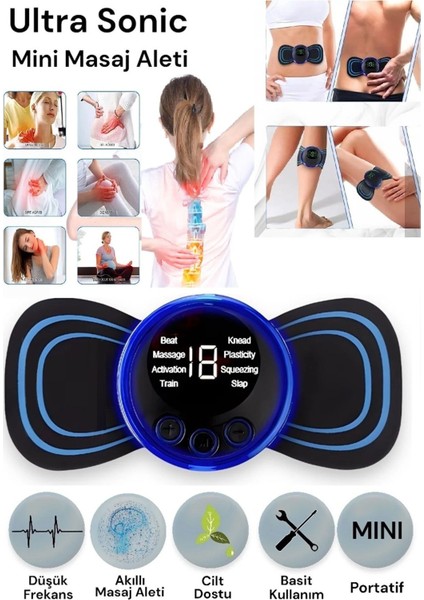 8 Modlu Taşınabilir Elektrikli Masaj Bantı, Kas Stimülatörü