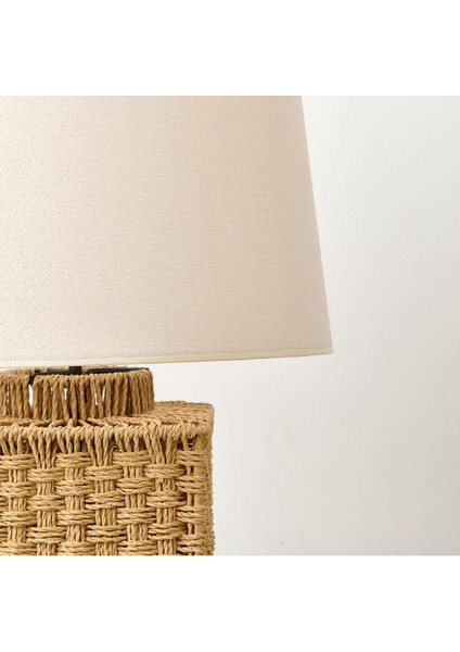 Kahverengi ve Beyaz Renklerde 50X30 cm Şık Masa Lambası Abajur Seti modelleri