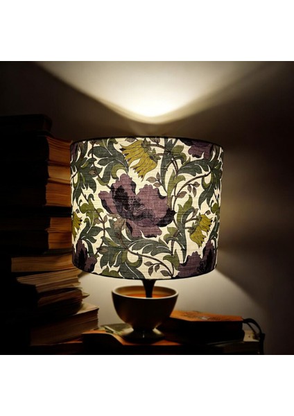 Çiçekli El Yapımı Mor Abajur Başlığı, Kaliteli Kumaş, Şık ve Zarif Tasarım fırsatları