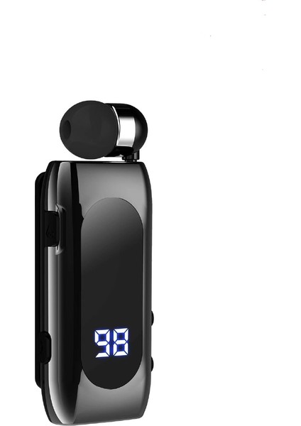 LED Ekranlı Makarali Kablosuz Bluetooth Kulaklık Siyah