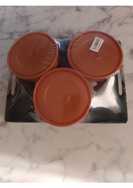 Kahverengi 3'lü Tepsi ve Saklama Kabı Seti, Şık ve Kullanışlı Ev Düzenleyici fiyatları