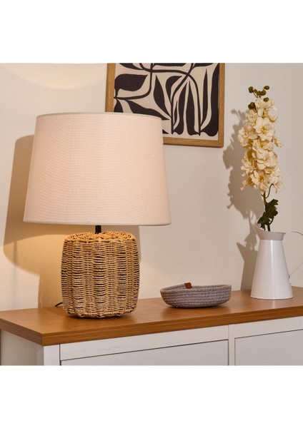 Şık Kahverengi ve Beyaz Abajur, 45X30 Cm, Modern Tasarım, Ev ve Ofis Için Ideal