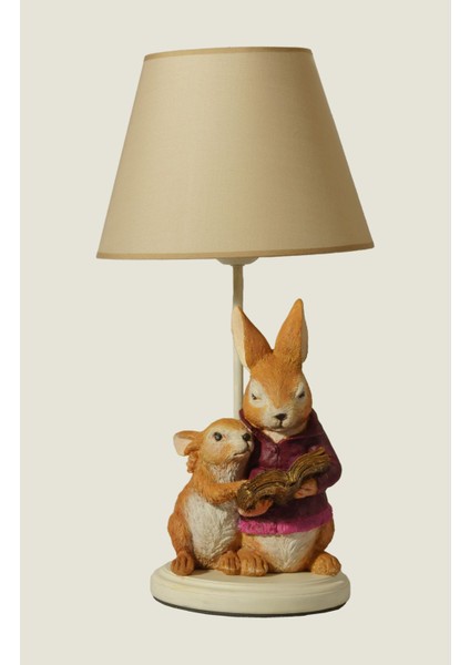 Sevimli Tavşan Abajur, Bej Renkli, Çocuk Odası Dekorasyonu