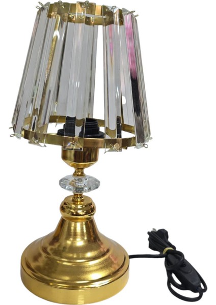 Parlak Kristal Taşlı Abajur, Şık ve Zarif Aydınlatma Parçası