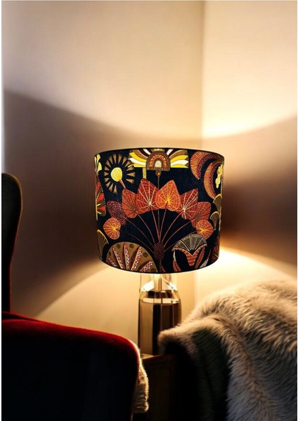 El Yapımı Lacivert Silindir Abajur Başlığı, Yüksek Kalite Kumaş, 30X20 cm fiyatları