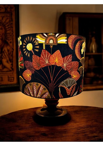 El Yapımı Lacivert Silindir Abajur Başlığı, Yüksek Kalite Kumaş, 30X20 cm modelleri