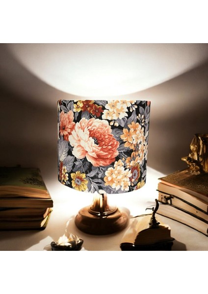 Çiçekli Koni Abajur Başlığı, El Yapımı, Yüksek Kaliteli Kumaş, 20 cm Çap fiyatları