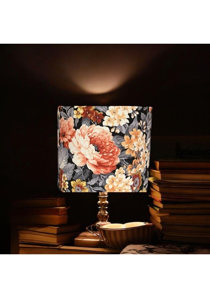 Çiçekli Koni Abajur Başlığı, El Yapımı, Yüksek Kaliteli Kumaş, 20 cm Çap fırsatları