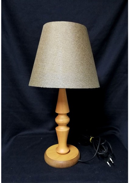 Kahverengi Ahşap Ayaklı Şık Yatak Odası Abajuru