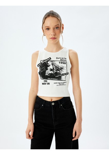 Yeni Sezon Baskılı Crop Slim Fit Bisiklet Yaka Kolsuz Atlet modelleri