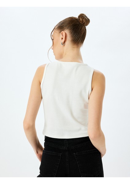 Yeni Sezon Baskılı Crop Slim Fit Bisiklet Yaka Kolsuz Atlet fırsatları