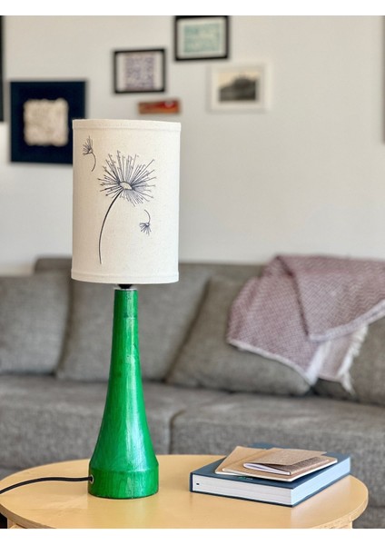 El Yapımı Ahşap Abajur, Yeşil, Şık ve Doğal Tasarım