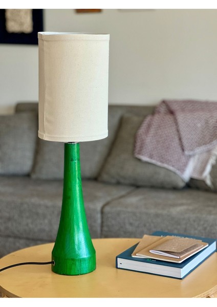 El Yapımı Ahşap Abajur, Yeşil, Şık ve Doğal Tasarım indirimleri