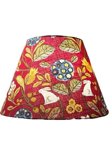 Kırmızı Koni El Yapımı Abajur Başlığı, Yüksek Kaliteli Kumaş, Şık ve Şehirli Tasarım