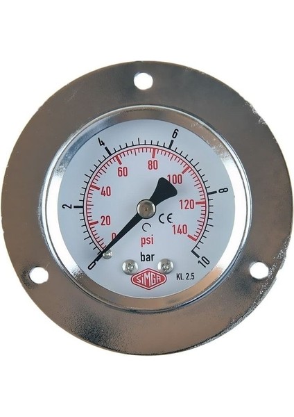 Ön Flanşlı Kuru Tip Manometre, 0-60 Bar, Çap Ø52 mm