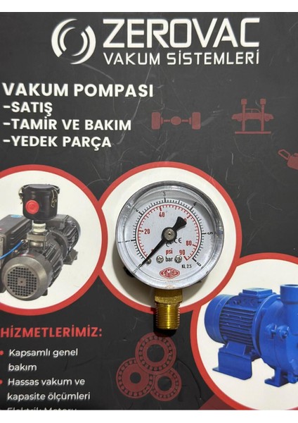 Ø40 mm Çaplı, Alttan Bağlantılı, Kuru Tip, 0-6 Bar Manometre