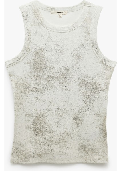 Yeni Sezon Pamuklu Kolsuz Slim Fit Metalik Baskılı Halter Yaka Atlet modelleri